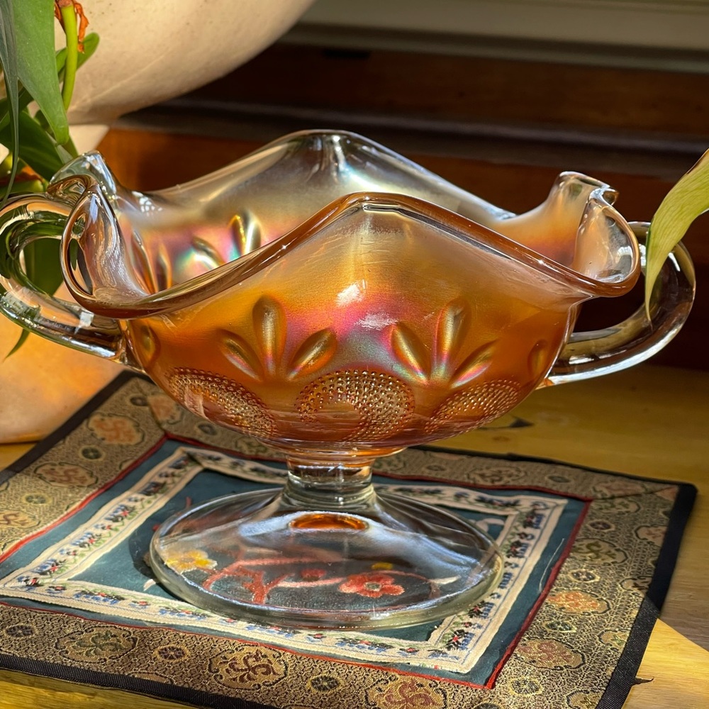 Carnival Glass dish, vintage, colorful!
